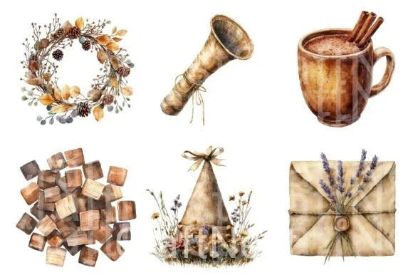 Rustic Brown Birthday Clipart Bundle - CraftNest - Digital Crafting and Art