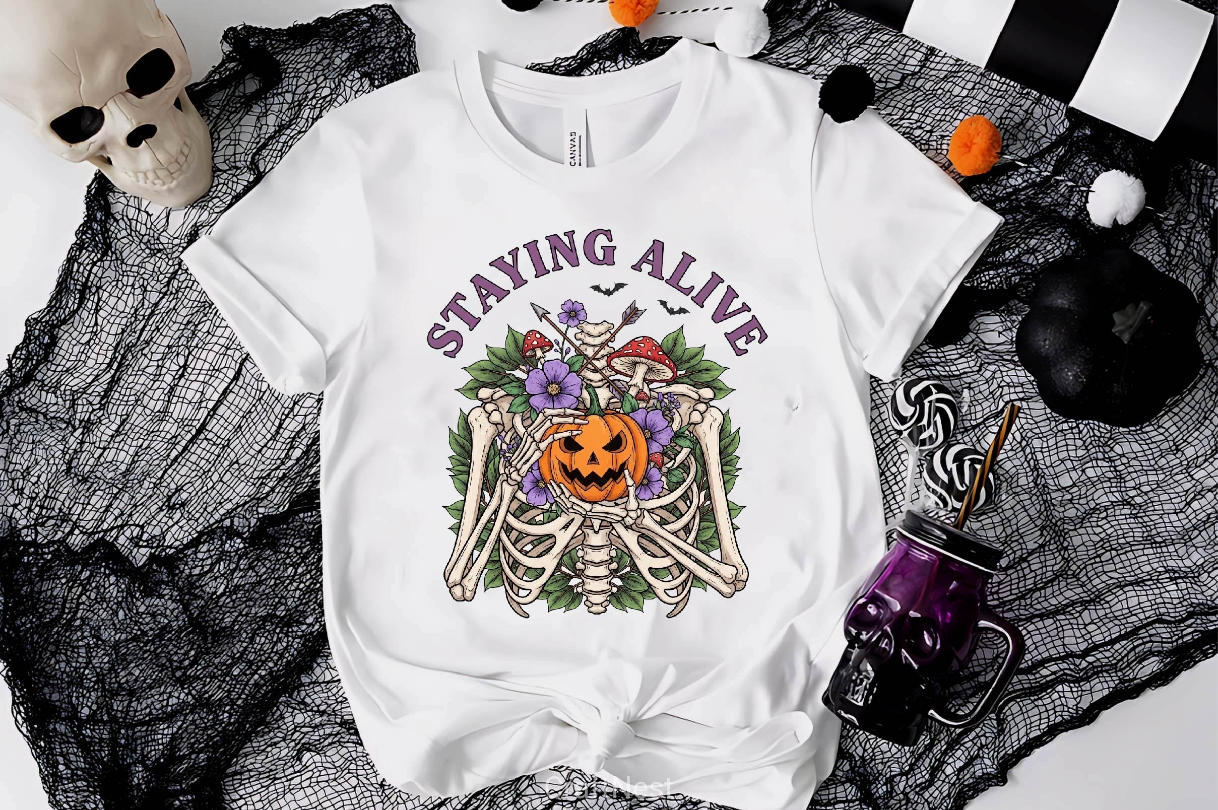 Skeleton Halloween Quote Clipart Bundle 5