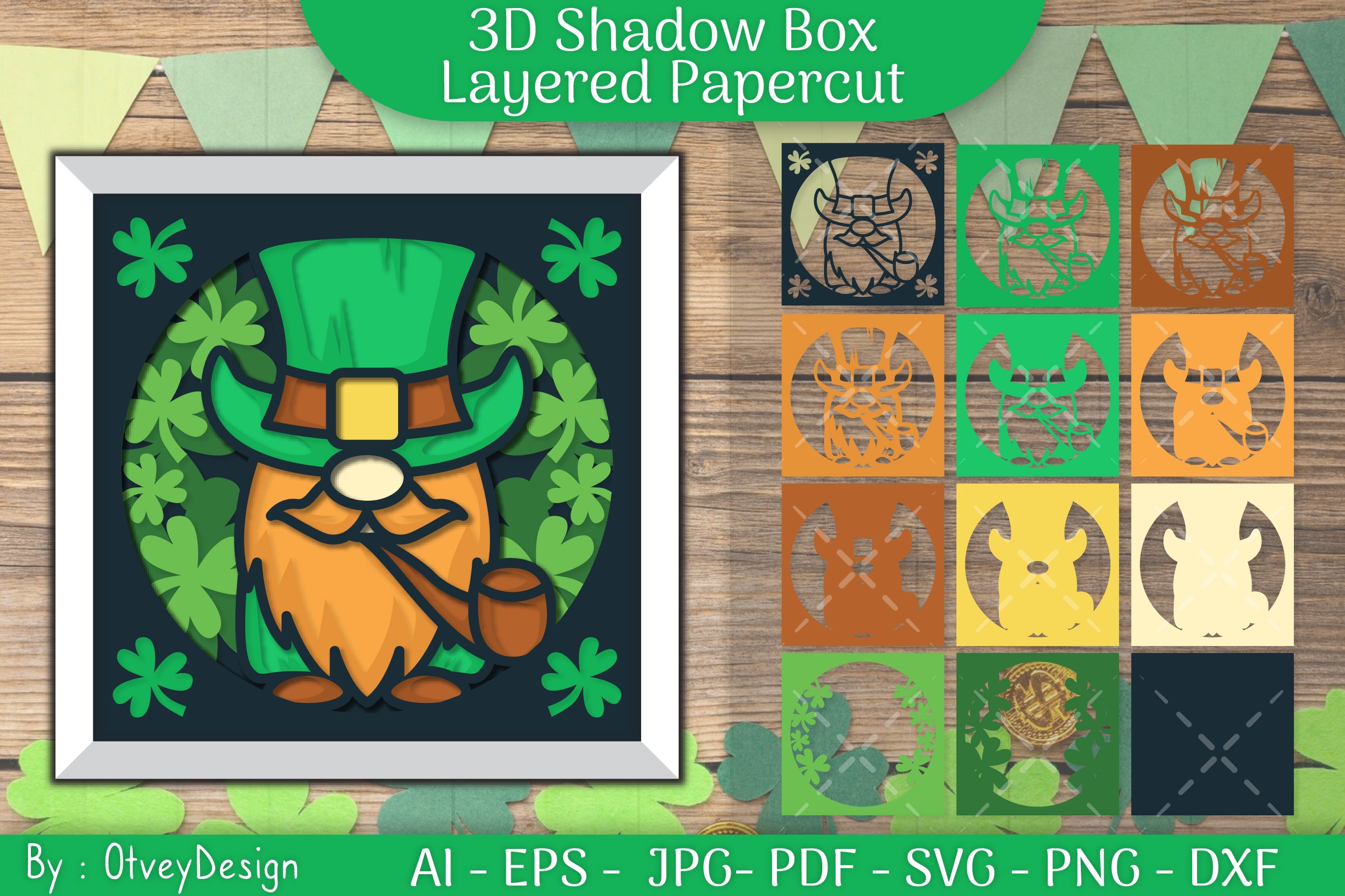 St. Patrick's Day 3D Shadow Box Layered Papercut SVG Bundle 3 - CraftNest - Digital Crafting and Art