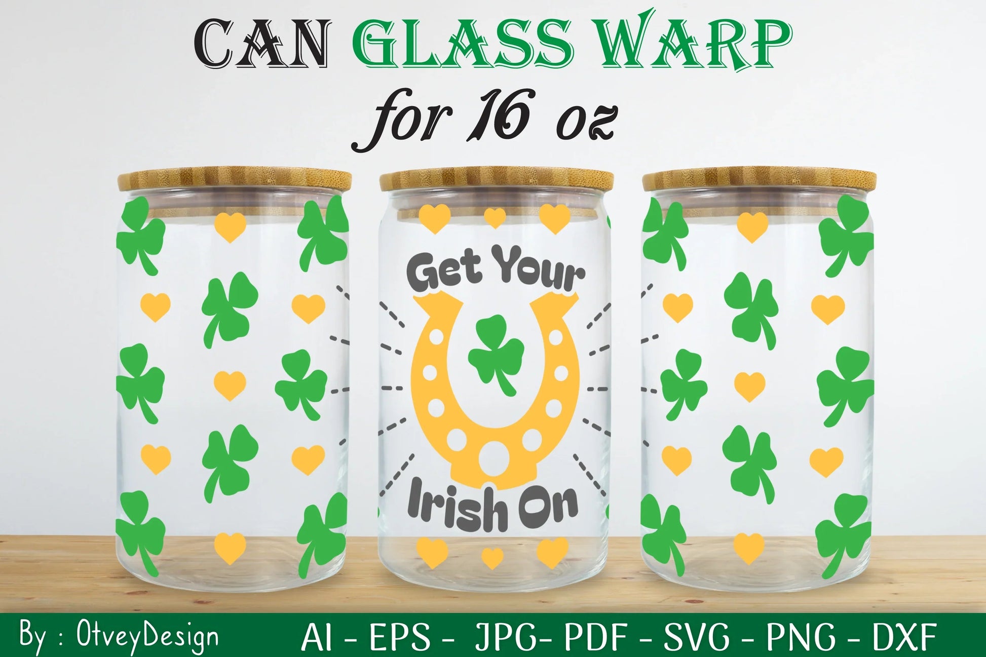 St Patrick's Day 16oz Can Glass Wrap SVG Bundle 1 - CraftNest - Digital Crafting and Art