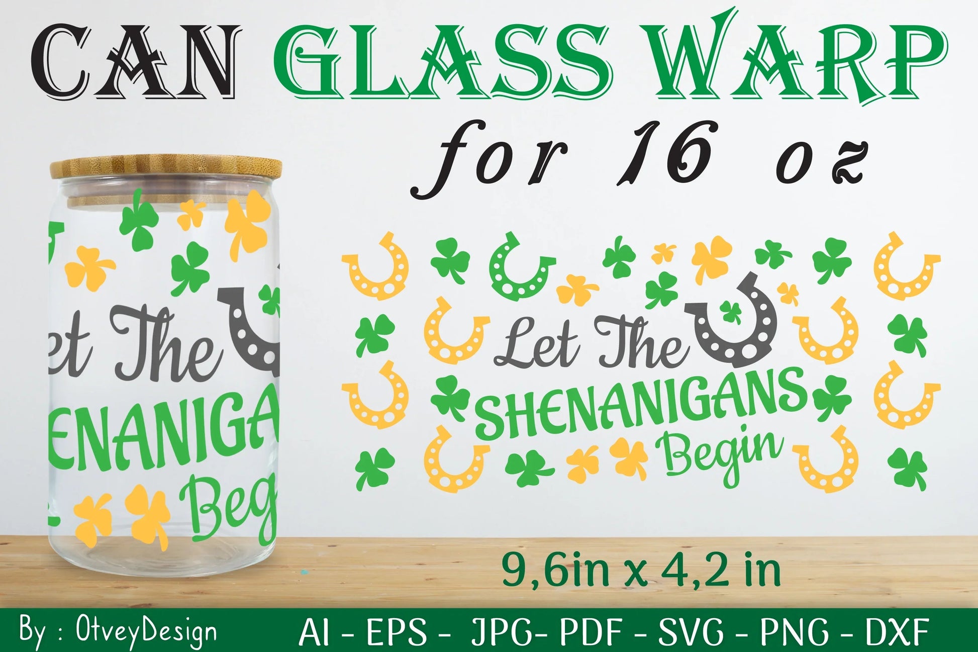 St Patrick's Day 16oz Can Glass Wrap SVG Bundle 3 - CraftNest - Digital Crafting and Art