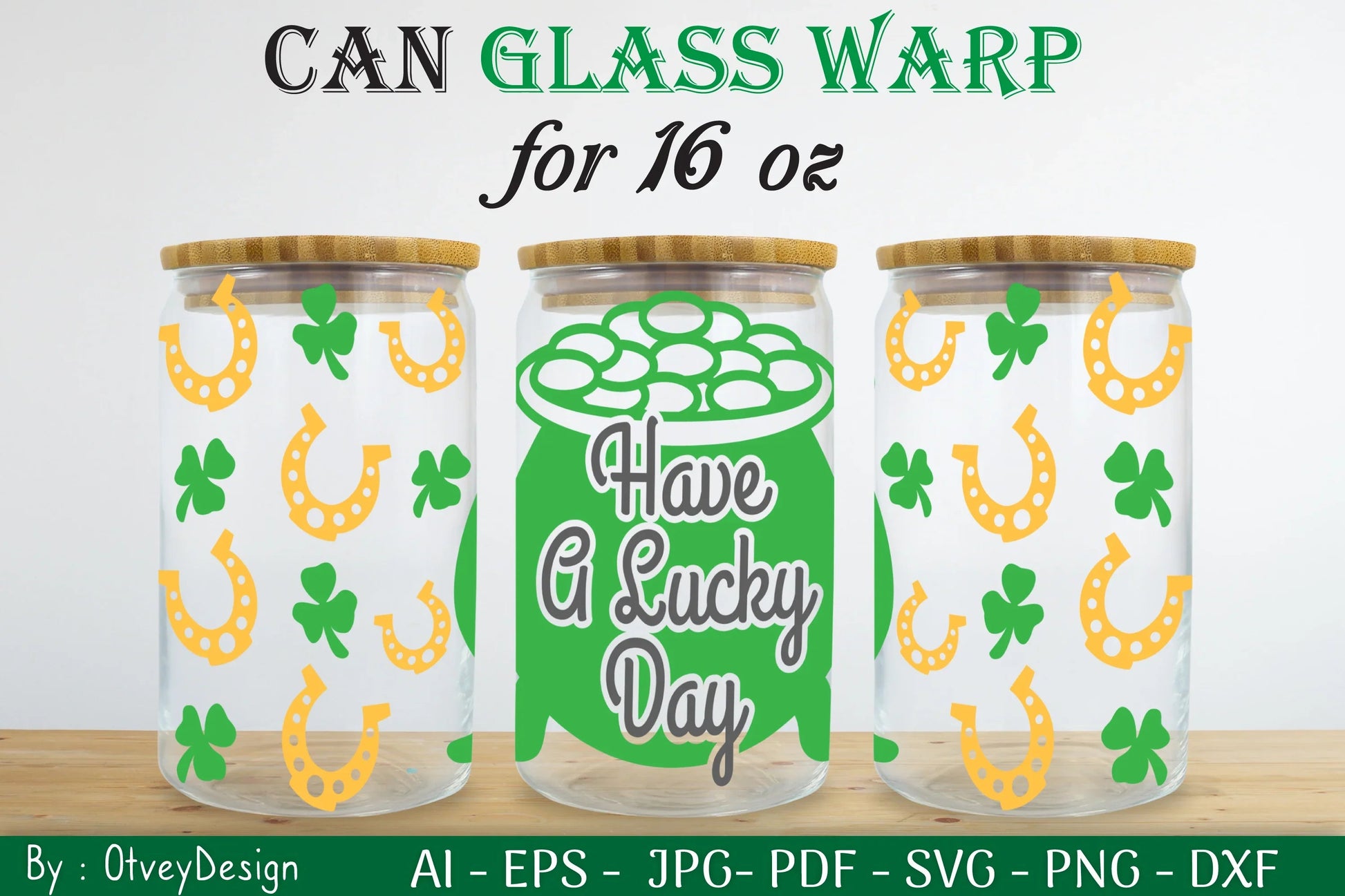 St Patrick's Day 16oz Can Glass Wrap SVG Bundle 5 - CraftNest - Digital Crafting and Art