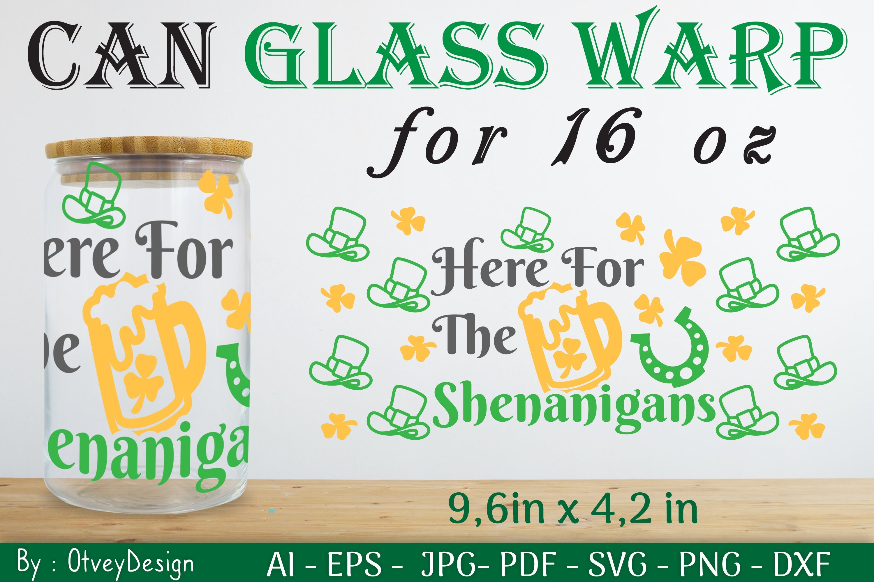 St Patrick's Day 16oz Can Glass Wrap SVG Bundle 6 - CraftNest - Digital Crafting and Art