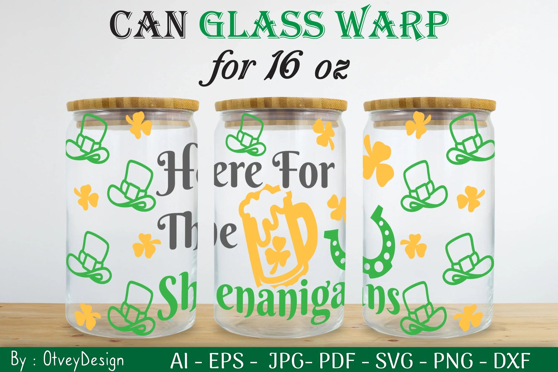 St Patrick's Day 16oz Can Glass Wrap SVG Bundle 6 - CraftNest - Digital Crafting and Art