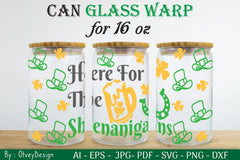 St Patrick's Day 16oz Can Glass Wrap SVG Bundle 6 - CraftNest - Digital Crafting and Art