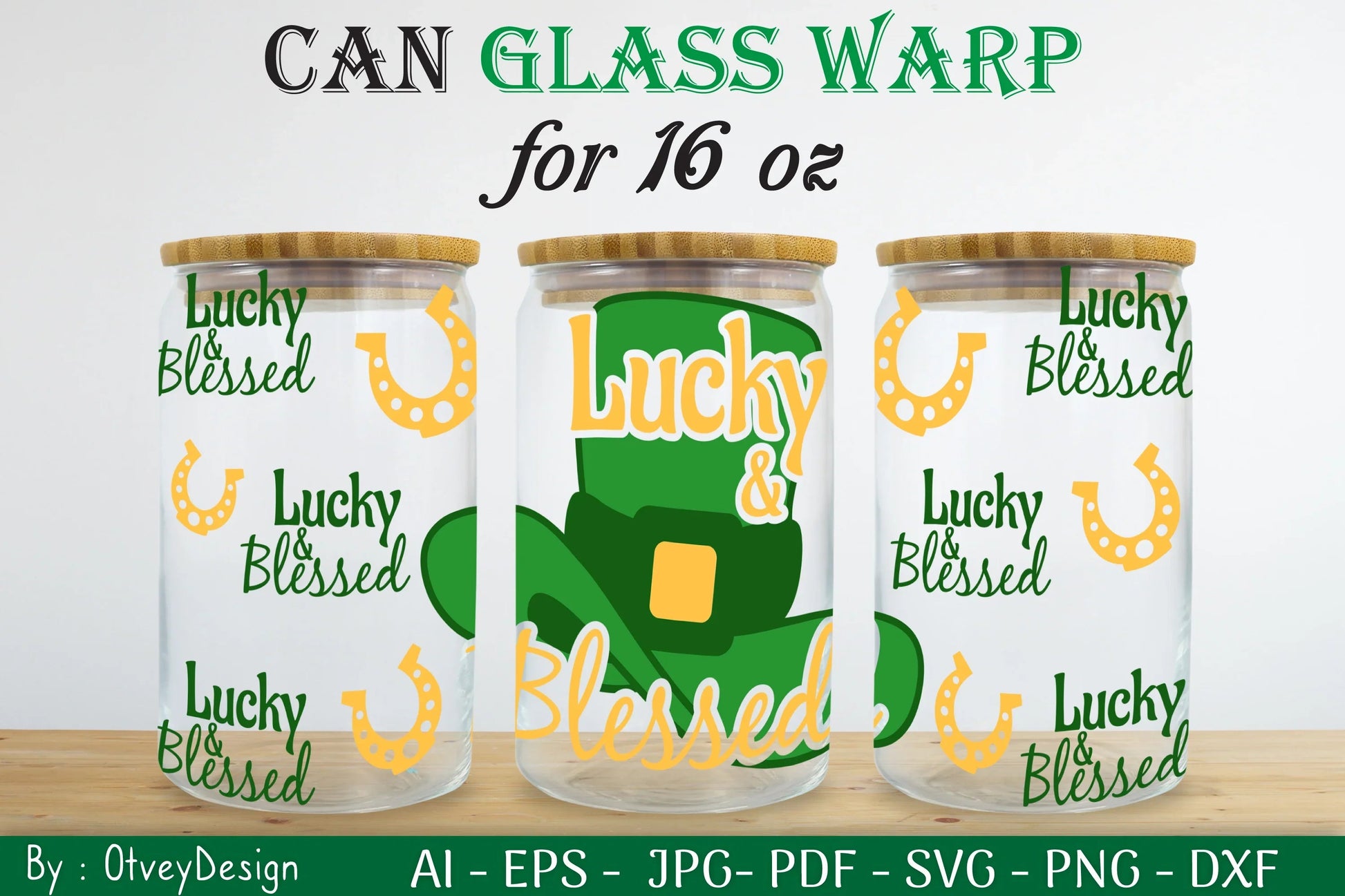 St Patrick's Day 16oz Can Glass Wrap SVG Bundle 11 - CraftNest - Digital Crafting and Art