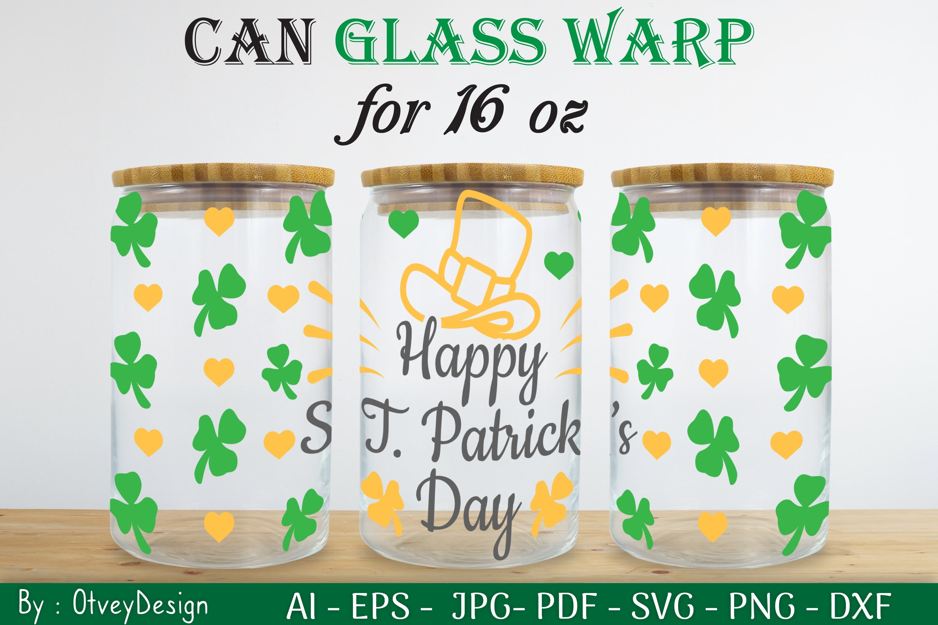 St Patrick's Day 16oz Can Glass Wrap SVG Bundle 13 - CraftNest - Digital Crafting and Art