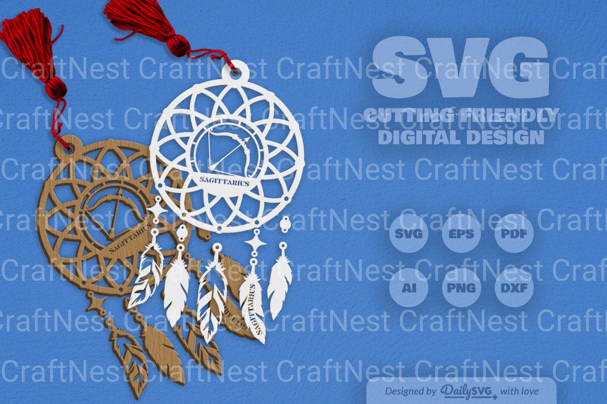 Sagittarius Dream Catcher Laser Cut Clipart Set - CraftNest - Digital Crafting and Art