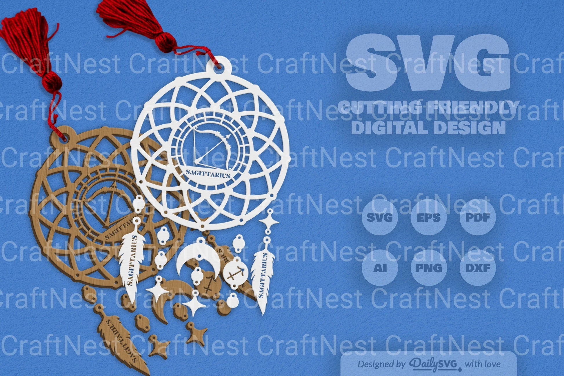 Sagittarius Dream Catcher Laser Cut Clipart Set - CraftNest - Digital Crafting and Art