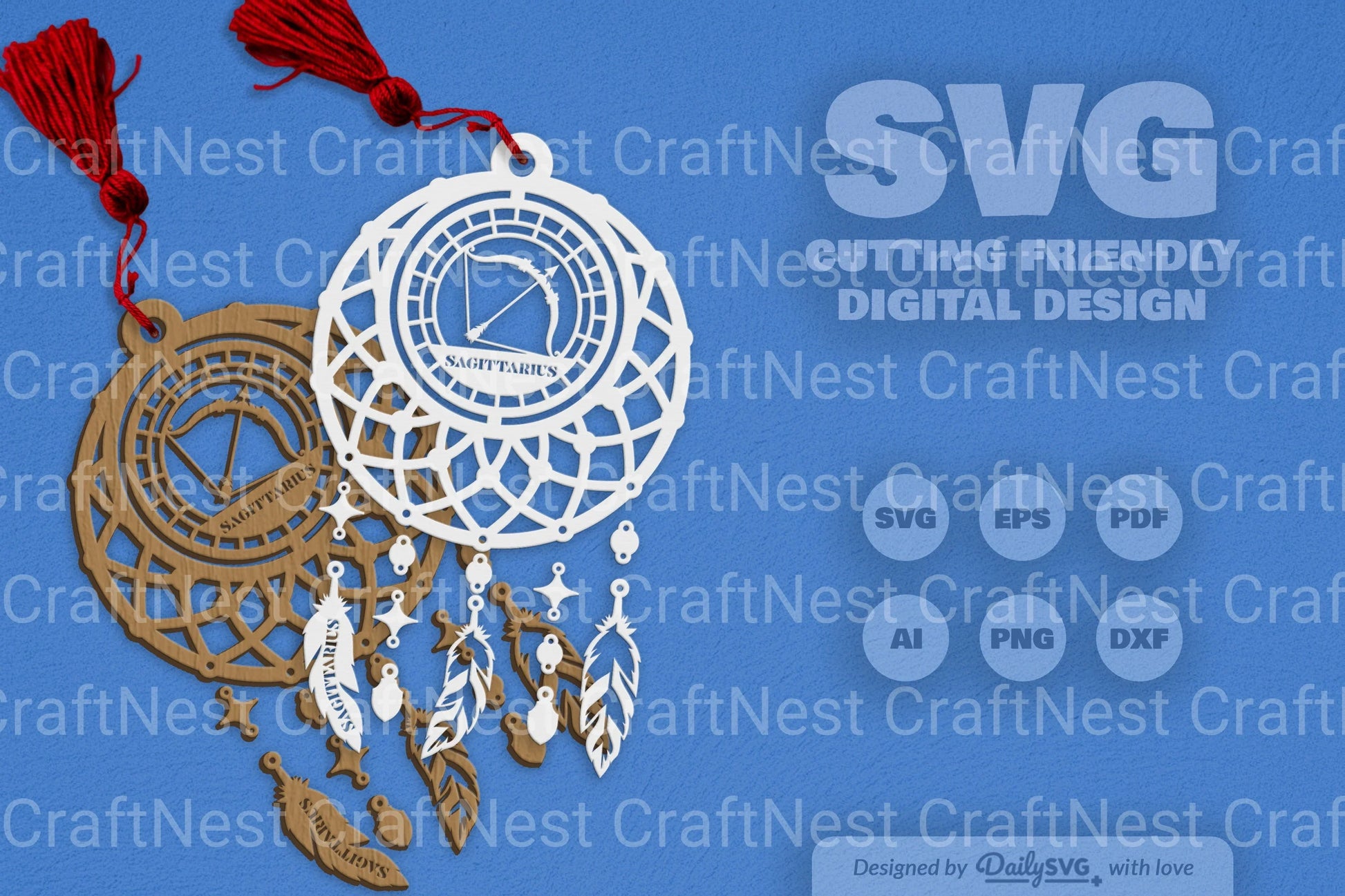 Sagittarius Dream Catcher Laser Cut Clipart Set - CraftNest - Digital Crafting and Art