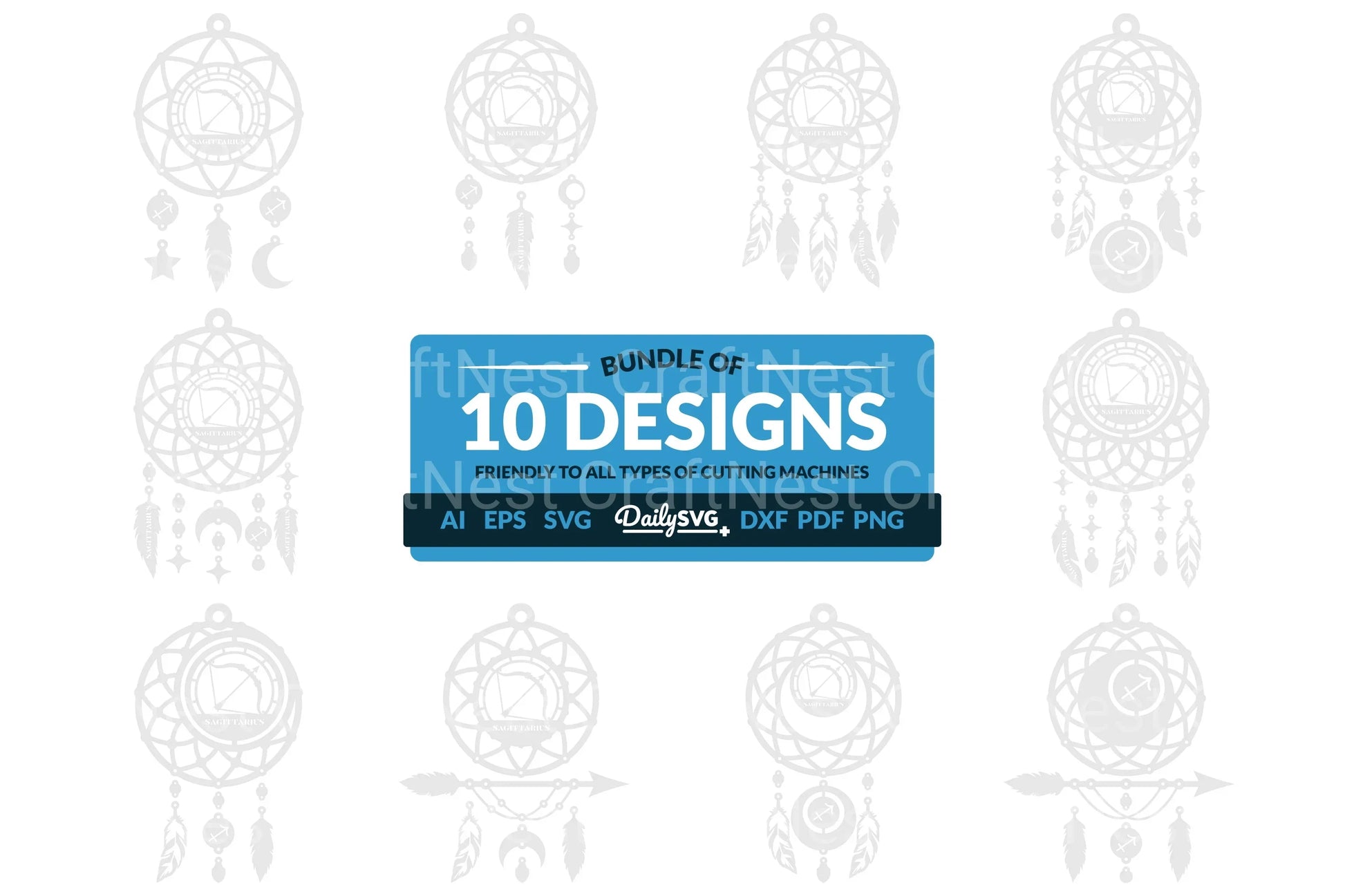Sagittarius Dream Catcher Laser Cut Clipart Set - CraftNest - Digital Crafting and Art