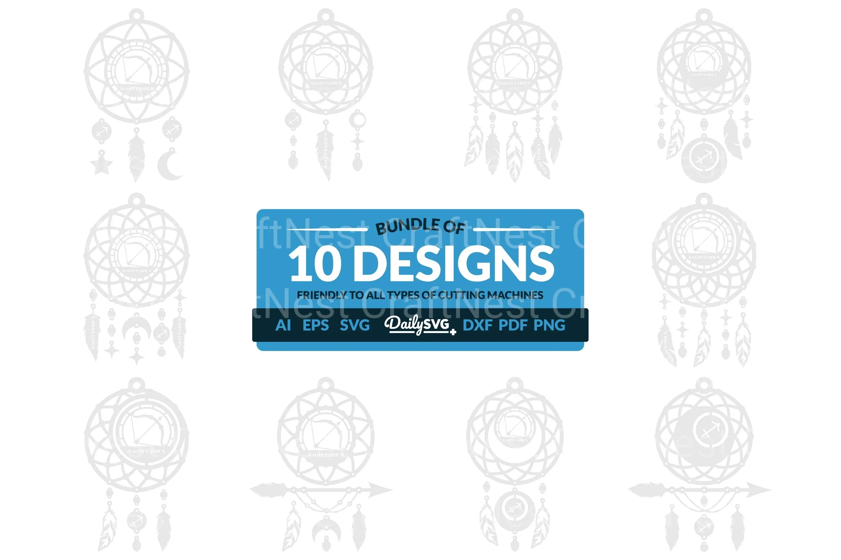 Sagittarius Dream Catcher Laser Cut Clipart Set - CraftNest - Digital Crafting and Art