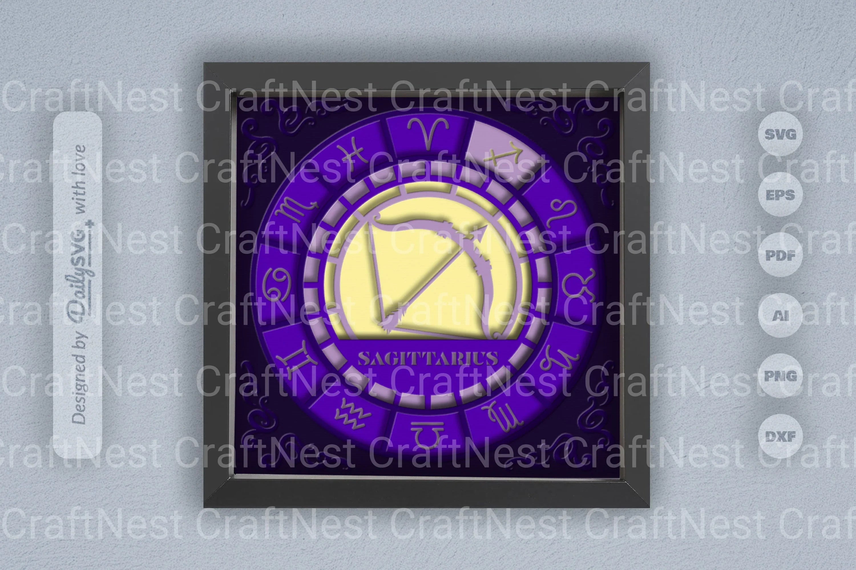Sagittarius Zodiac 3D Shadow Box Papercut SVG Bundle