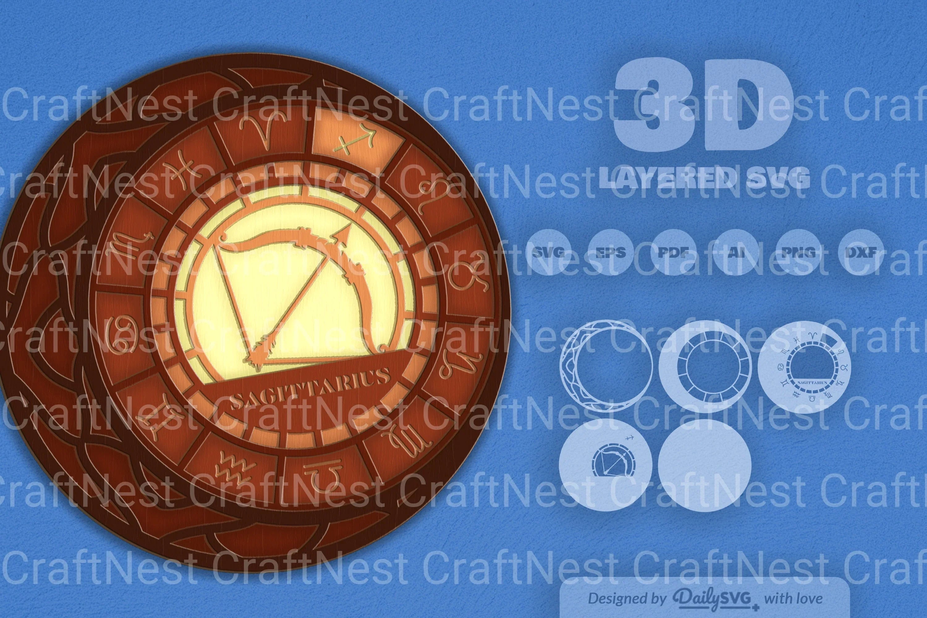 Sagittarius Zodiac Laser Cut SVG Bundle