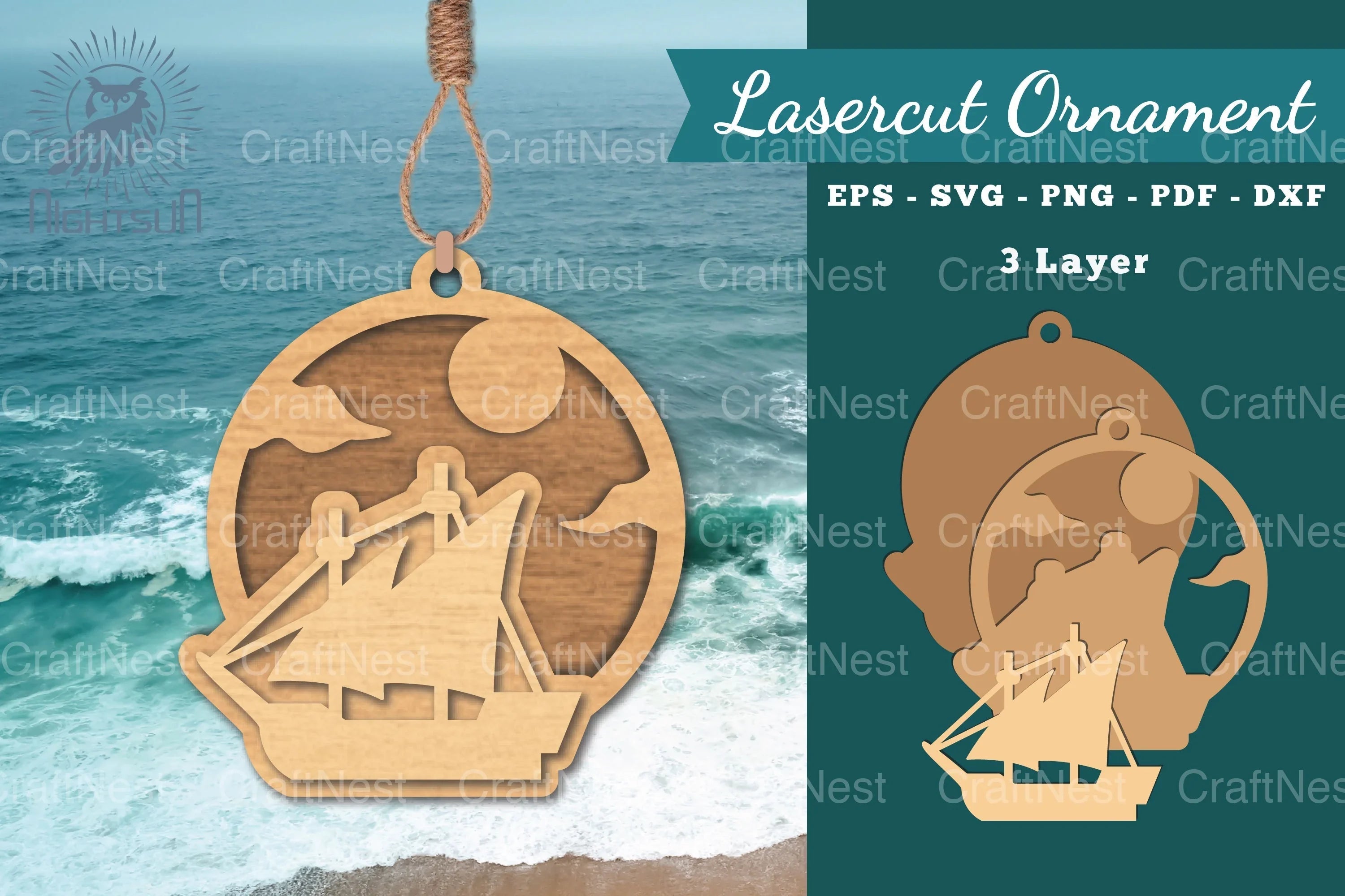 Sailing Ship Laser Cut Ornament Clipart Bundle - CraftNest - Digital Crafting and Art