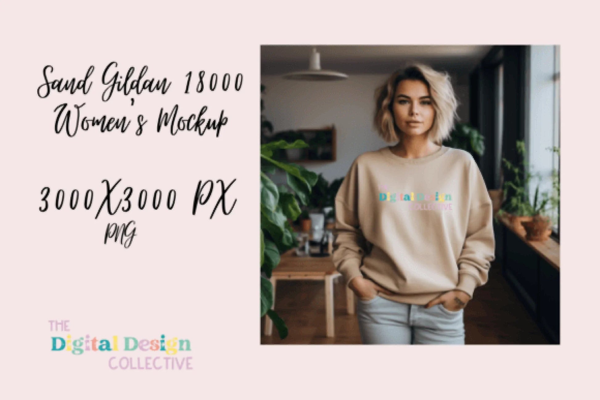 Women's Sand Gildan 18000 Mockup - CraftNest - Digital Crafting and Art