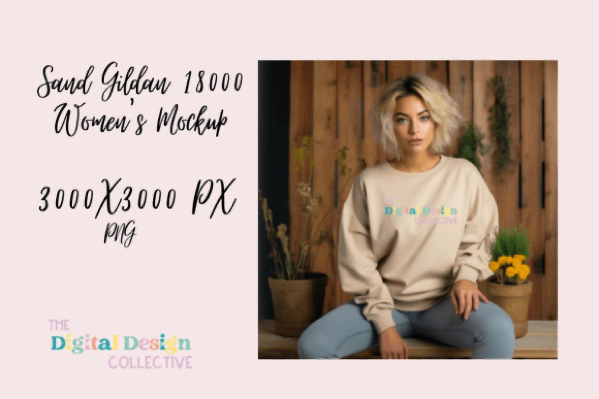 Women's Sand Gildan 18000 Mockup - CraftNest - Digital Crafting and Art