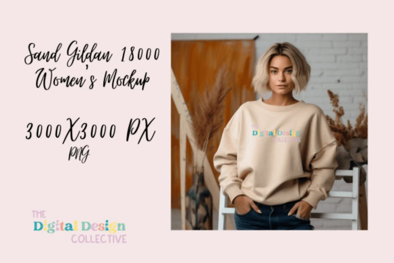 Women's Gildan 18000 Sweatshirt Mockup - CraftNest - Digital Crafting and Art