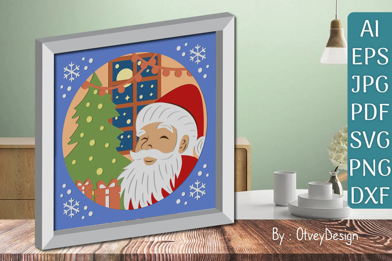 Santa Claus 3D Shadow Box SVG Bundle - CraftNest - Digital Crafting and Art