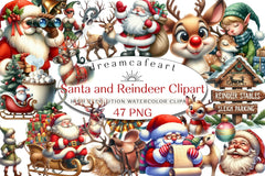 Santa Claus & Reindeer Clipart Bundle - CraftNest - Digital Crafting and Art
