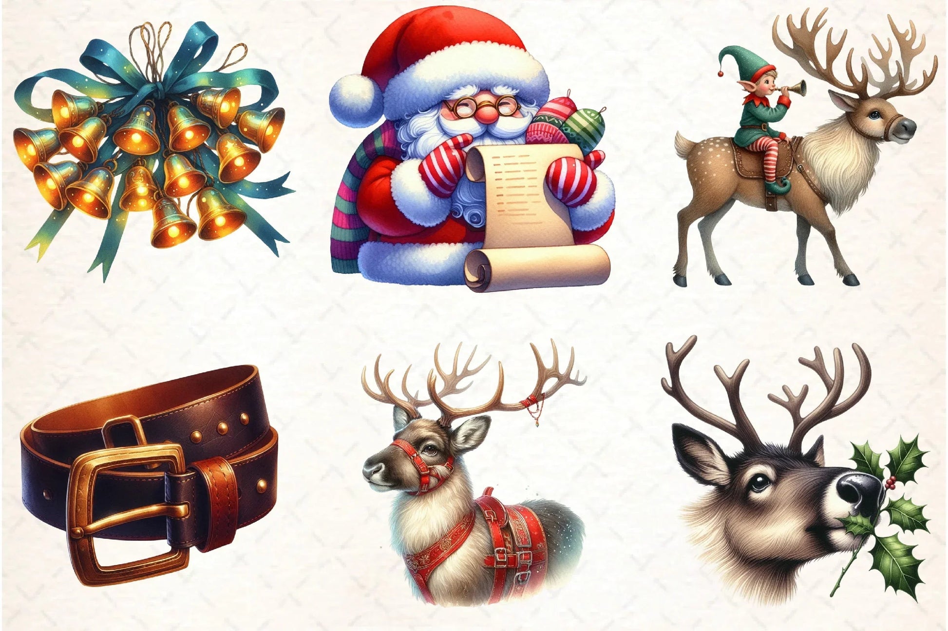 Santa Claus & Reindeer Clipart Bundle - CraftNest - Digital Crafting and Art