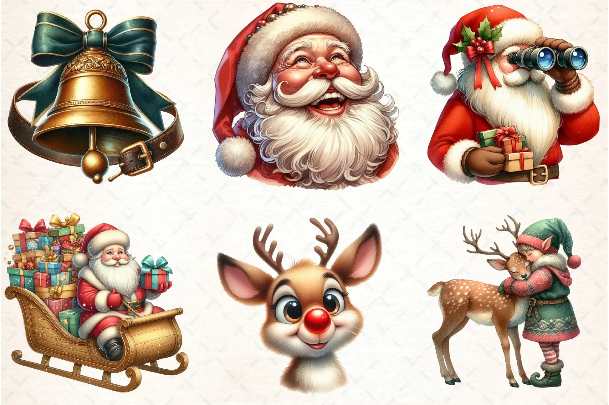 Santa Claus & Reindeer Clipart Bundle - CraftNest - Digital Crafting and Art