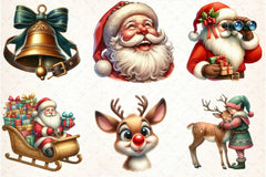 Santa Claus & Reindeer Clipart Bundle - CraftNest - Digital Crafting and Art