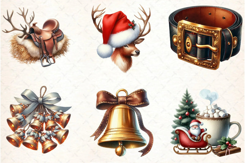 Santa Claus & Reindeer Clipart Bundle - CraftNest - Digital Crafting and Art
