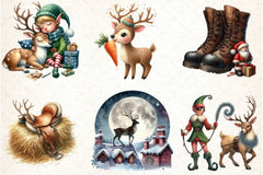 Santa Claus & Reindeer Clipart Bundle - CraftNest - Digital Crafting and Art