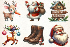 Santa Claus & Reindeer Clipart Bundle - CraftNest - Digital Crafting and Art