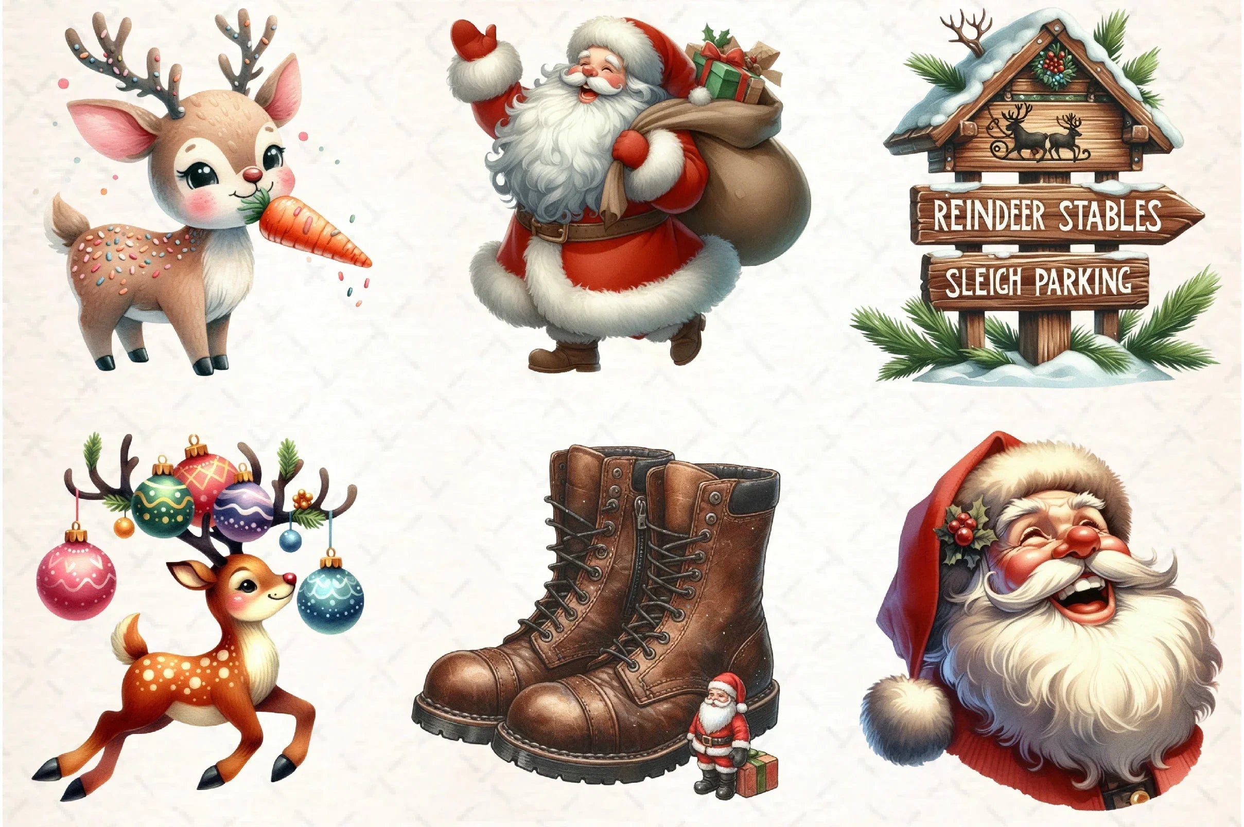 Santa Claus & Reindeer Clipart Bundle - CraftNest - Digital Crafting and Art