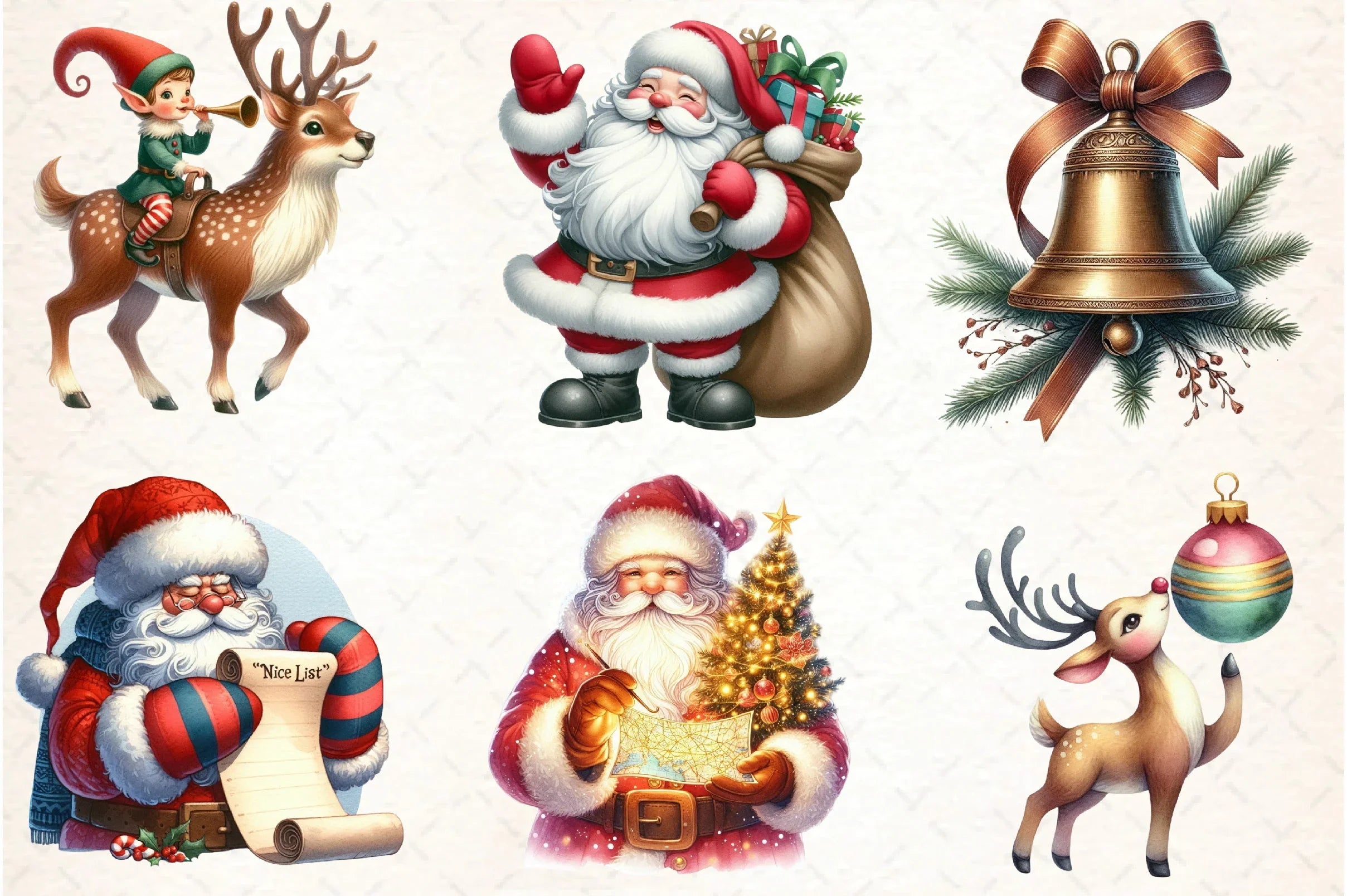 Santa Claus & Reindeer Clipart Bundle - CraftNest - Digital Crafting and Art