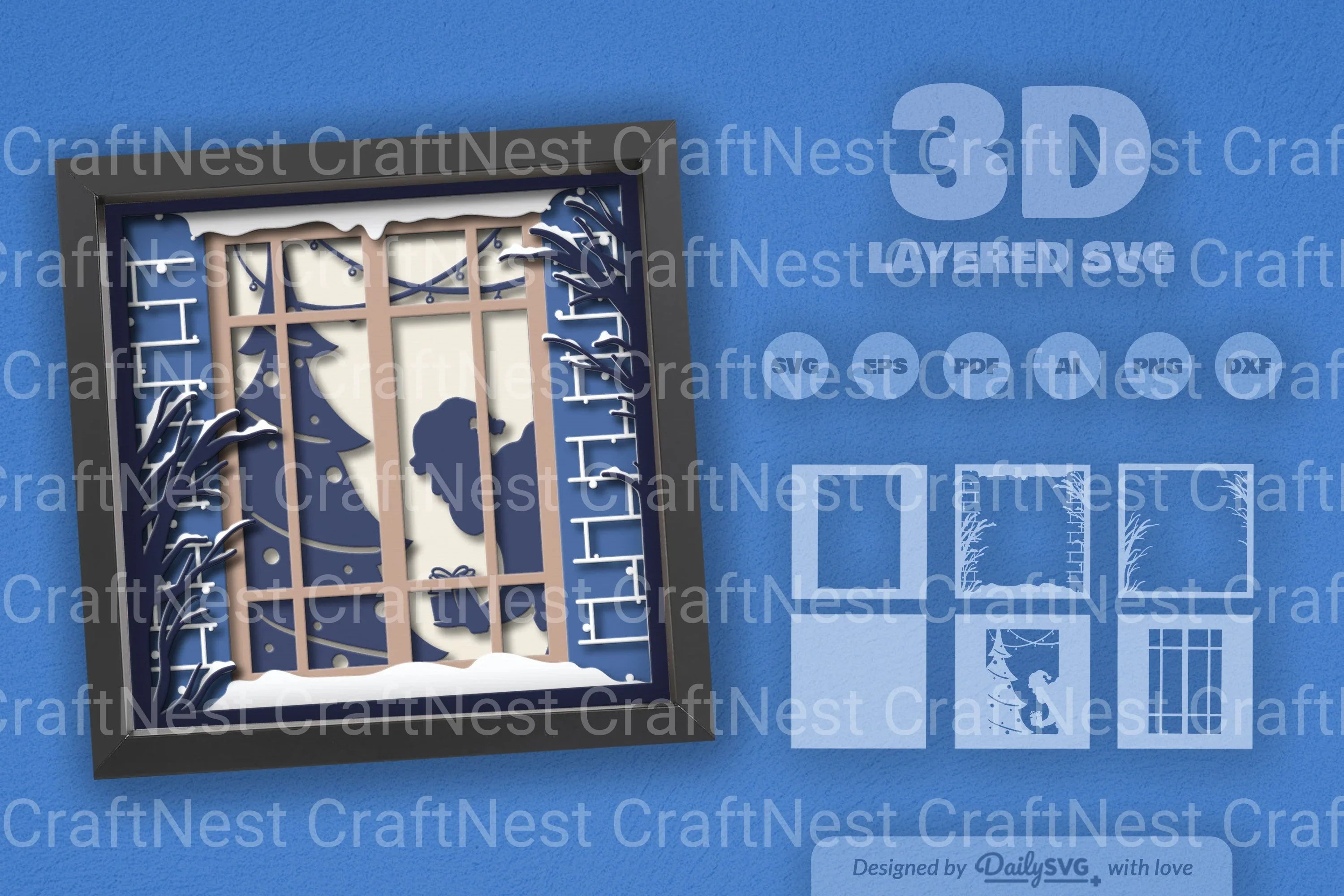 Santa Giving Gifts Christmas Papercut SVG Bundle