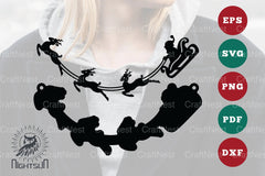 Santa Sleigh and Reindeer Laser Cut Necklace Design Bundle - CraftNest - Digital Crafting and Art