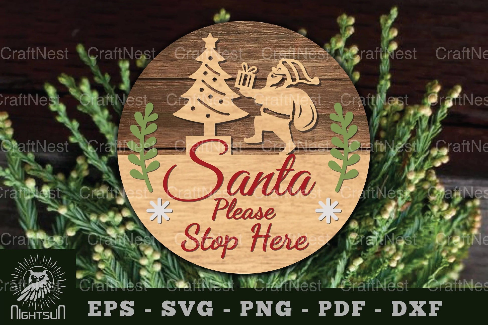 Santa Stop Here Laser Cut Sign - Christmas Decor Bundle - CraftNest - Digital Crafting and Art