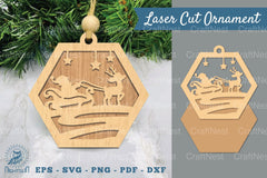 Santa and Sleigh Laser Cut Ornament Clipart Bundle - CraftNest - Digital Crafting and Art