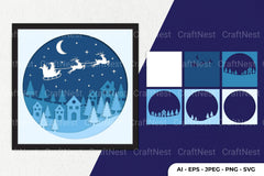 Santa in Christmas Night Papercut SVG Bundle - CraftNest - Digital Crafting and Art