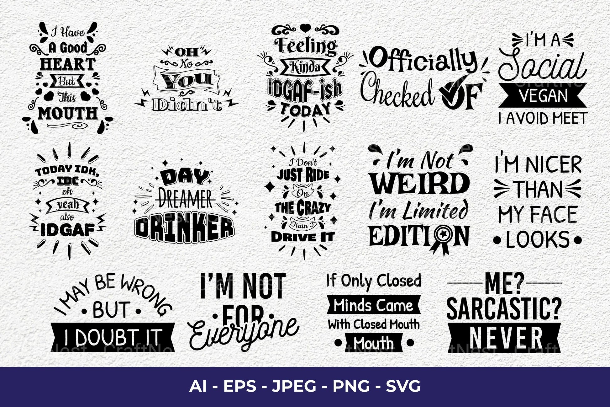 Sarcastic SVG Bundle - CraftNest - Digital Crafting and Art