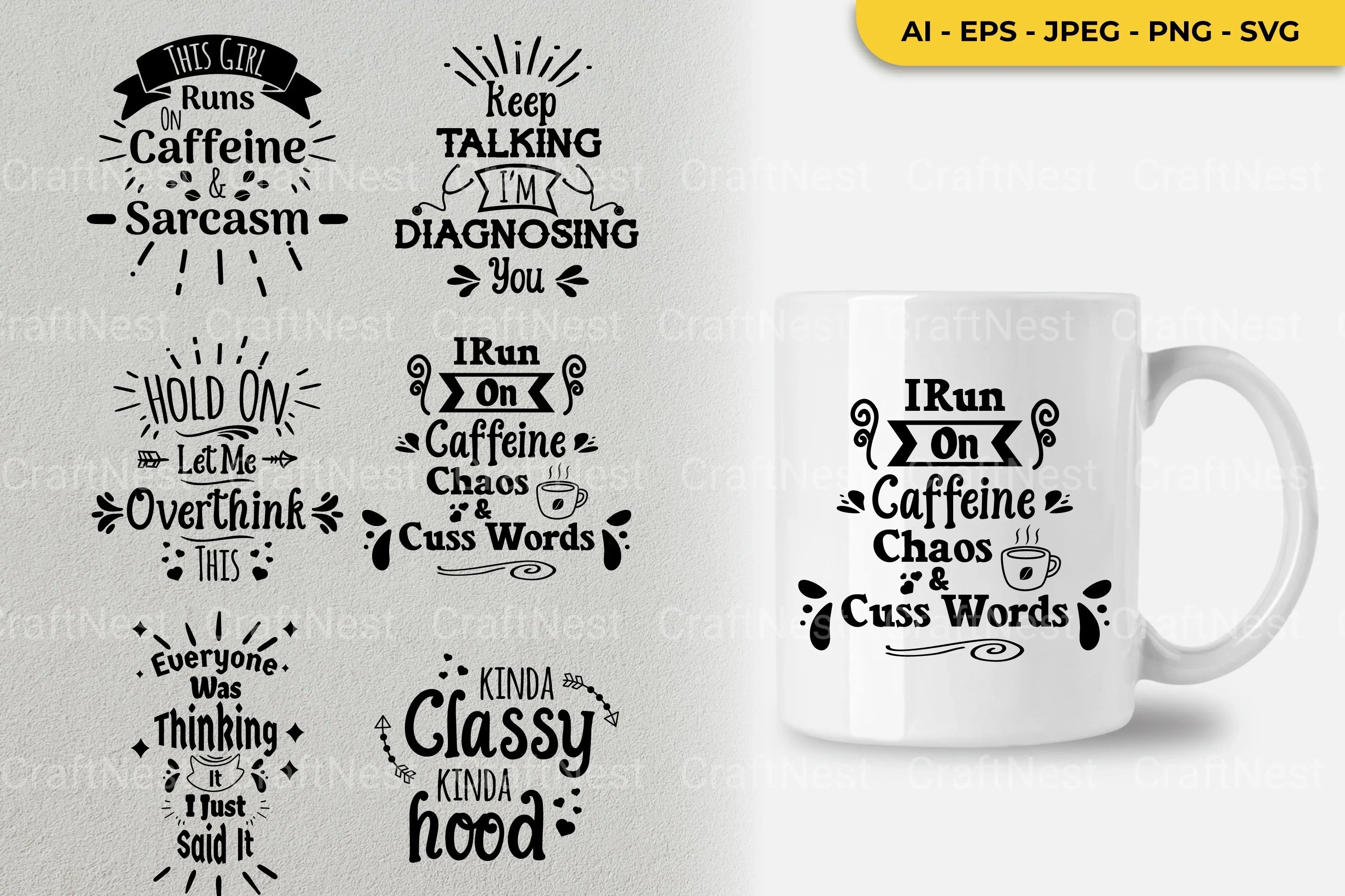 Sarcastic Words SVG Bundle - CraftNest - Digital Crafting and Art