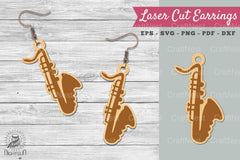 Saxophone Laser Cut Earrings SVG Design Bundle - CraftNest - Digital Crafting and Art