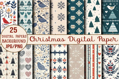 Scandinavian Christmas Digital Paper Collection - CraftNest - Digital Crafting and Art