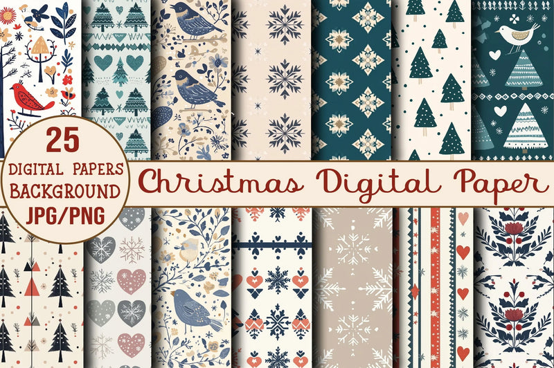 Scandinavian Christmas Digital Paper Collection - CraftNest - Digital Crafting and Art