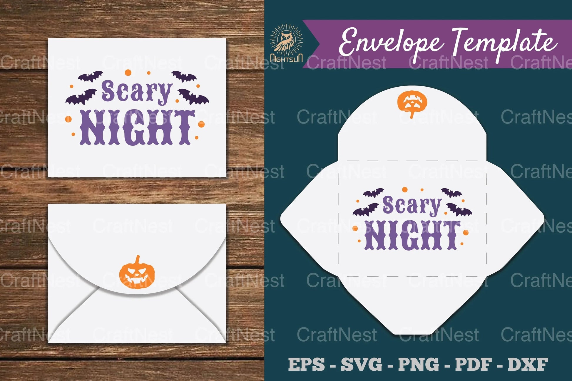 Scary Night Envelope Template SVG Bundle - CraftNest - Digital Crafting and Art