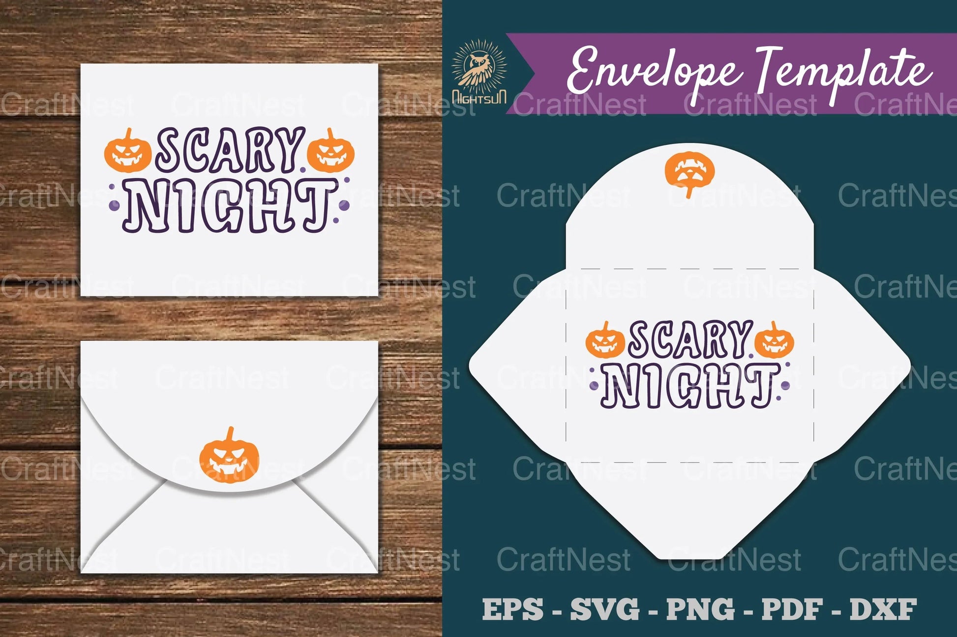 Scary Night Envelope Template SVG Bundle - CraftNest - Digital Crafting and Art