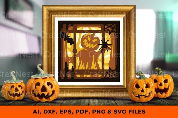 Scary Pumpkin 3D Shadow Box SVG Bundle - CraftNest - Digital Crafting and Art