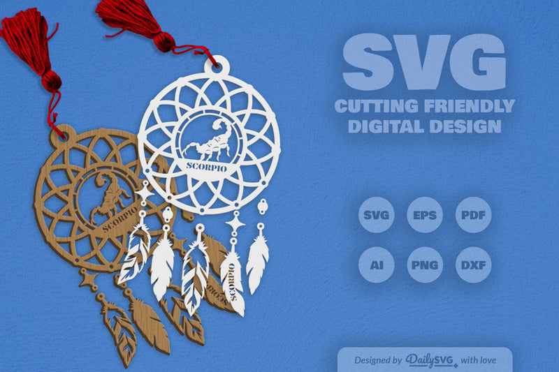 Scorpio Dream Catcher Laser Cut Clipart Set - CraftNest - Digital Crafting and Art