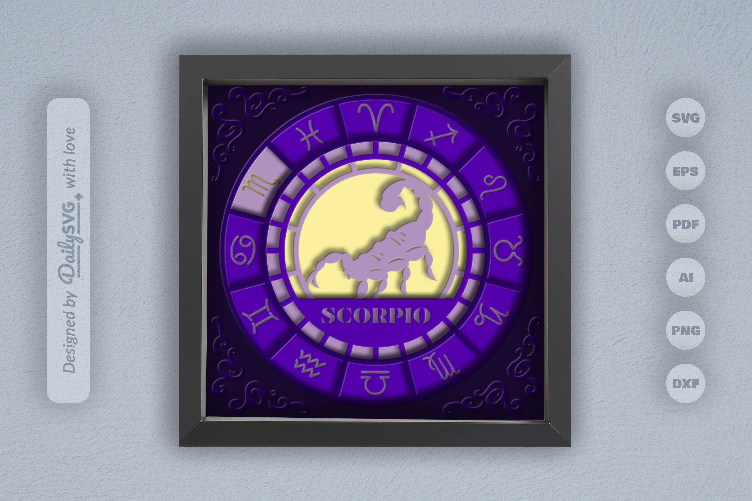 Scorpio Zodiac 3D Shadow Box Papercut SVG Bundle - CraftNest - Digital Crafting and Art