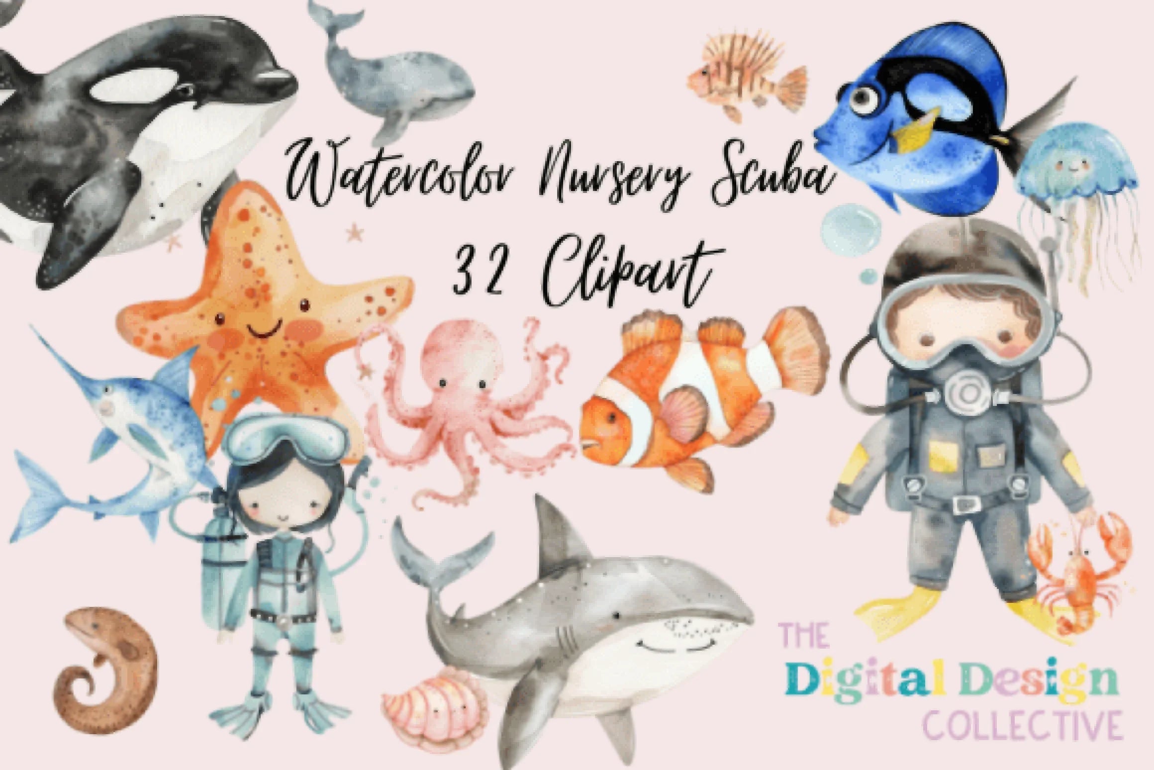 Scuba Diver Nursery Clipart Bundle - CraftNest - Digital Crafting and Art