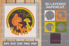 Squirrel and Mushroom 3D Shadow Box Clipart Bundle - CraftNest - Digital Crafting and Art
