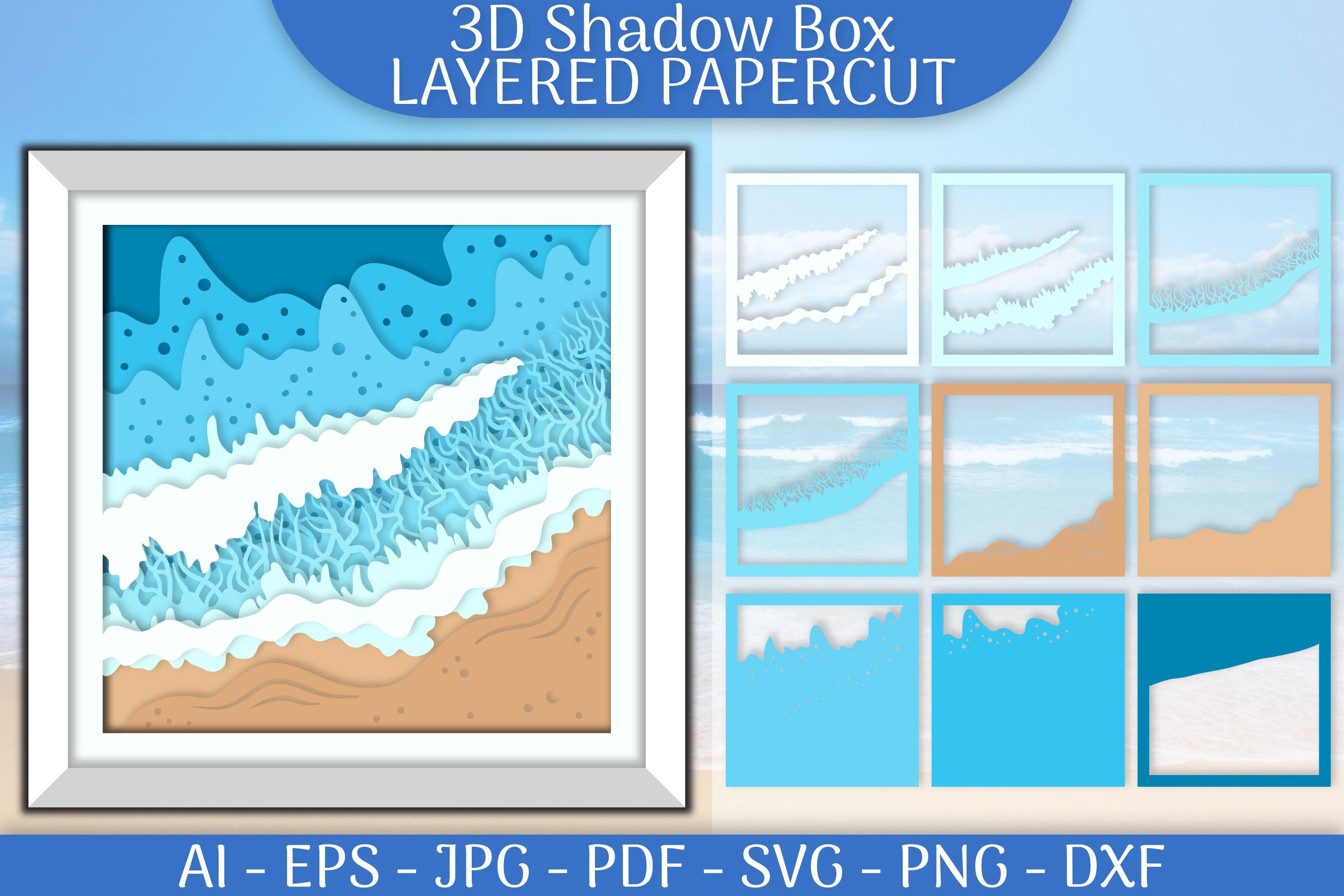 Sea 3D Layered Papercut SVG Bundle